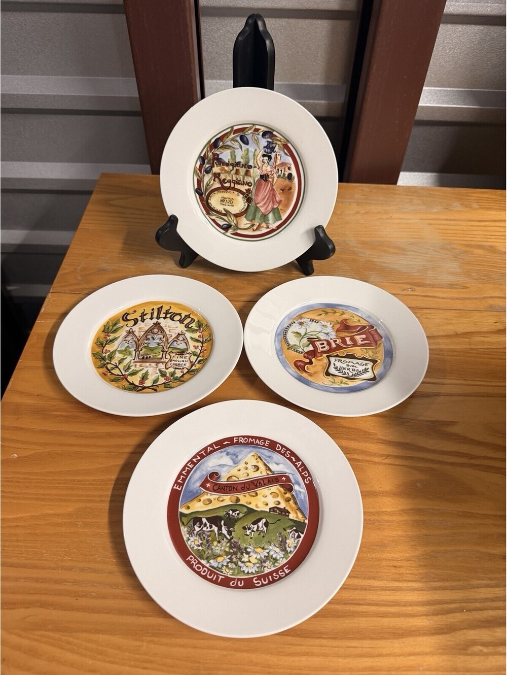 Set of 4 Restoration Hardware Classic Cheese Tapas Appetizer Plates 7.75” MINT *